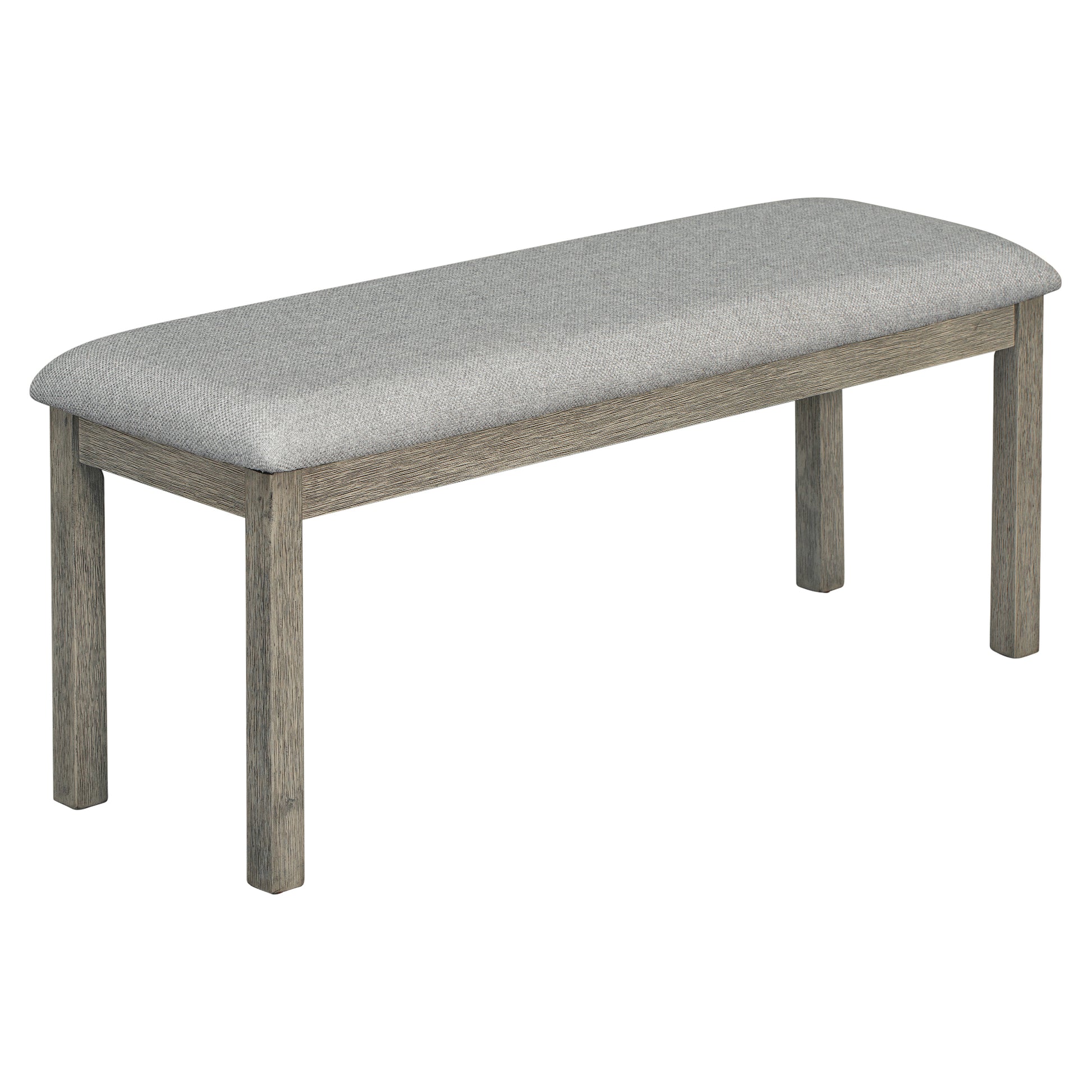 6 Piece Rubber Wood Dining Table Set With Beautiful Wood Grain Pattern Tabletop Solid Wood Veneer And Soft Cushion Gray Gray Solid Wood