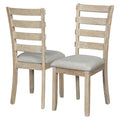6 Piece Rubber Wood Dining Table Set With Beautiful Wood Grain Pattern Tabletop Solid Wood Veneer And Soft Cushion Natural Wood Wash Natural Wood Wash Solid Wood