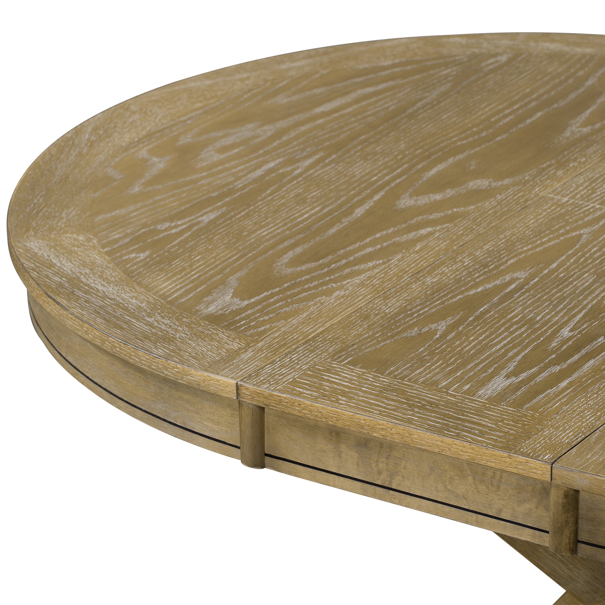 Retro Functional Extendable Dining Table With A 12" Leaf For Dining Room And Living Room Natural Wood Wash Natural Wood Wash Solid Wood Mdf
