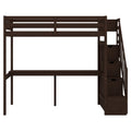 Twin Size Loft Bed With Storage Staircase And Built In Desk, Espresso Old Sku:Gx000903Aap Espresso Pine