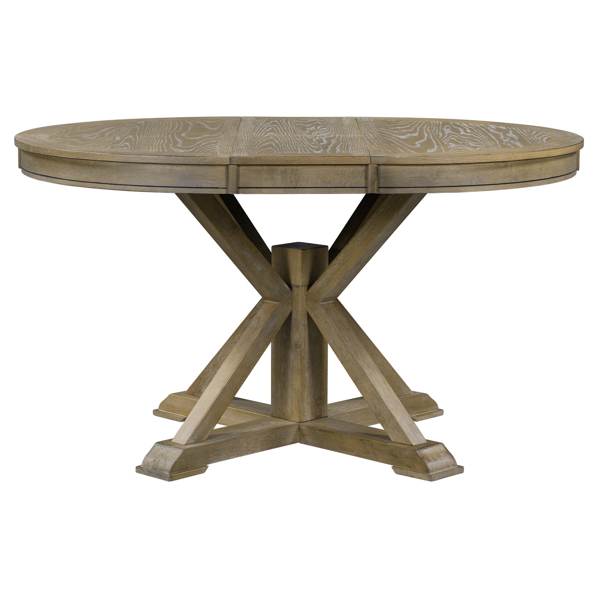 Retro Functional Extendable Dining Table With A 12" Leaf For Dining Room And Living Room Natural Wood Wash Natural Wood Wash Solid Wood Mdf