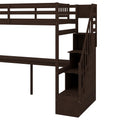 Twin Size Loft Bed With Storage Staircase And Built In Desk, Espresso Old Sku:Gx000903Aap Espresso Pine