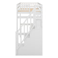 Twin Size Loft Bed With Storage Staircase And Built In Desk, White Old Sku:Gx000903Aak White Pine