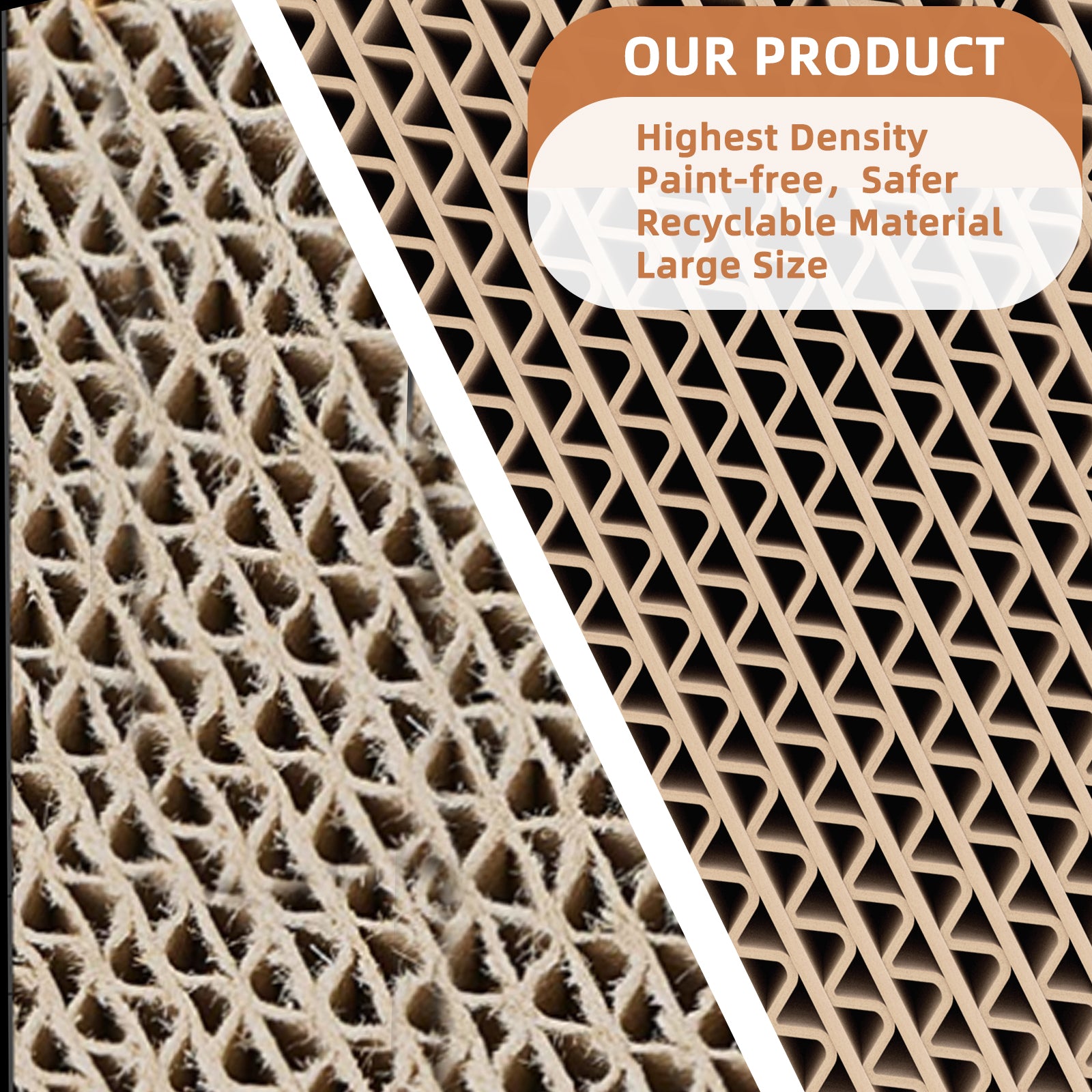 Fluffydream Cat Scratcher With Cat Toys Ball Track, Build In Ball, L Shaped Scratcher, Cardboard Lounge Bed, Stable And Durable, Furniture Protector, Reversible Brown Plywood