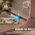 Fluffydream Cat Scratcher With Cat Toys Ball Track, Build In Ball, L Shaped Scratcher, Cardboard Lounge Bed, Stable And Durable, Furniture Protector, Reversible Brown Plywood