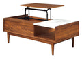 Modern Design 1Pc Lift Top Coffee Table With Faux Marble Top Home Furniture Brown Mix Solid Wood