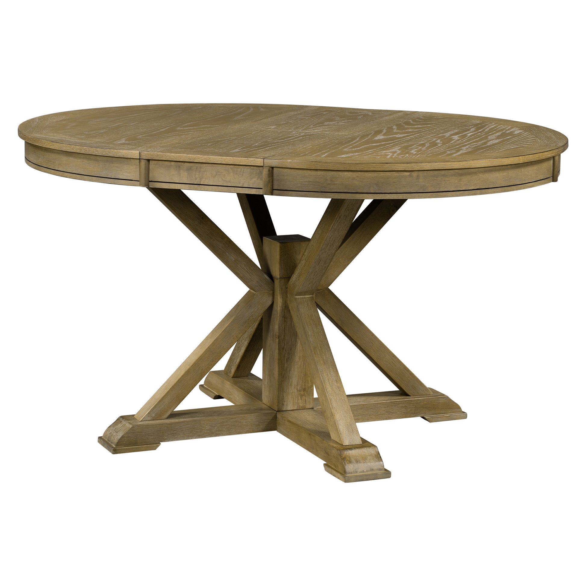 Retro Functional Extendable Dining Table With A 12" Leaf For Dining Room And Living Room Natural Wood Wash Natural Wood Wash Solid Wood Mdf