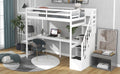 Twin Size Loft Bed With Storage Staircase And Built In Desk, White Old Sku:Gx000903Aak White Pine