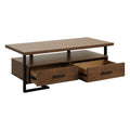 Contemporary Design Unique Frame 1Pc Coffee Table With Drawers Walnut Finish Wood And Rustic Black Metal Finish Living Room Furniture Walnut Black Primary Living Space Contemporary Metal & Wood