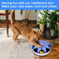 Fluffydream Automatic Electric Magnetic Spinning Cat Toys, Interactive, Rotation Cat Exercise Teaser Toy With Emulational Mouse, Fluffy Tails, Toys For Indoor Cats, Pets, 9.65 X 9.65 X 2.36 Blue Plastic