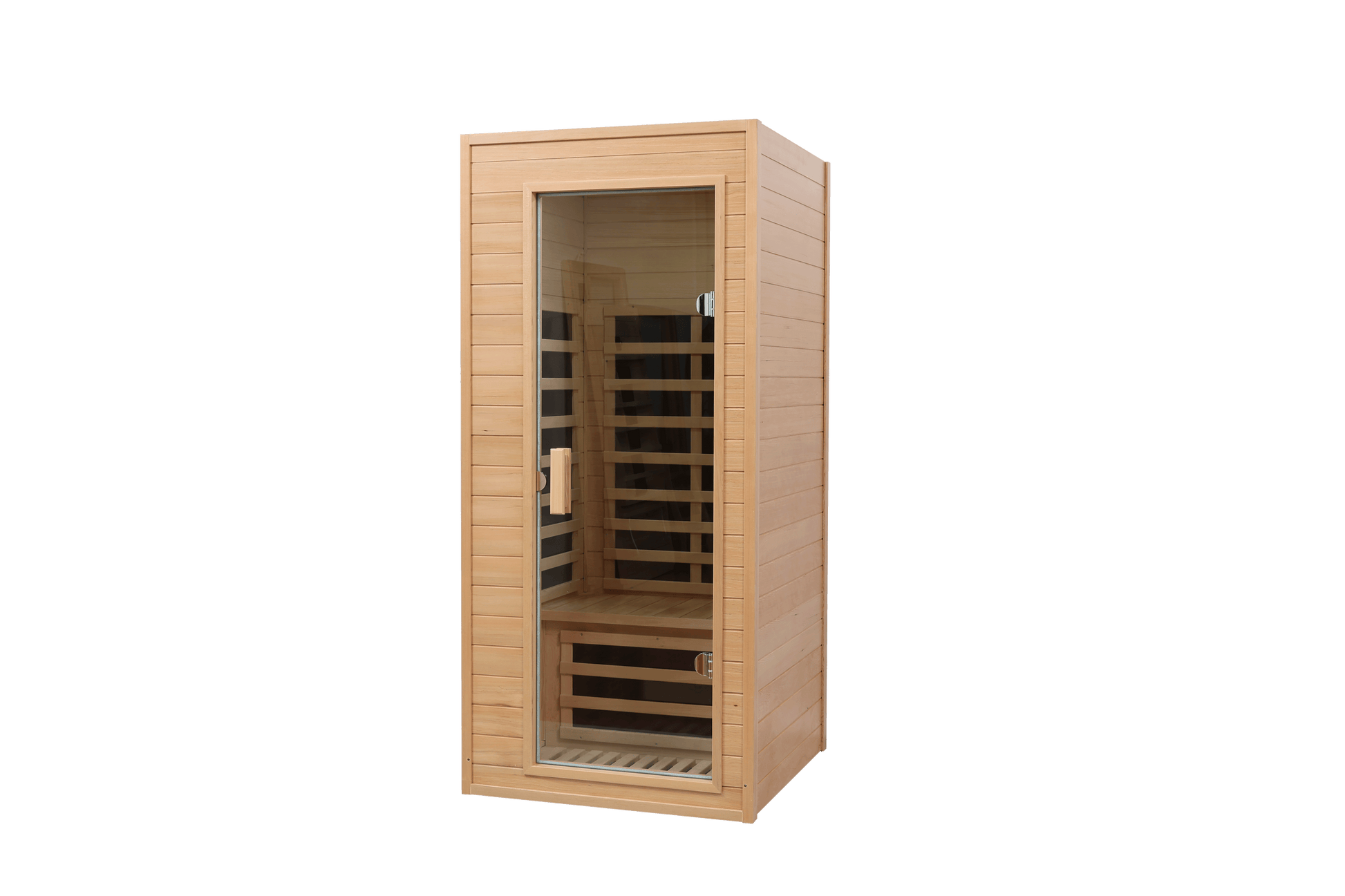 Hemlock One Person Far Infrared Roof Embedded Indoor Sauna Room Natural Metal & Wood