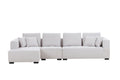 134'' Mid Century Modern Sofa L Shape Sectional Sofa Couch Left Chaise For Living Room, Beige Blue Fabric