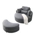 Video Welike Swivel Accent Barrel Modern Dark Grey Sofa Lounge Club Big Round Chair With Storage Ottoman Linen Fabric For Living Room Hotel With Pillows,2Pcs. Dark Grey Foam Fabric