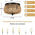 3 Lights Rattan Flush Mount Light Brown Rattan