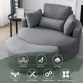 Video Welike Swivel Accent Barrel Modern Dark Grey Sofa Lounge Club Big Round Chair With Storage Ottoman Linen Fabric For Living Room Hotel With Pillows Dark Grey Foam Fabric