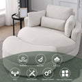 Video Welike Swivel Accent Barrel Modern Sofa Lounge Club Big Round Chair With Storage Ottoman Linen Fabric For Living Room Hotel With Pillows . *2Pcs Beige Foam Fabric