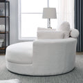 Video Welike Swivel Accent Barrel Modern Sofa Lounge Club Big Round Chair With Storage Ottoman Linen Fabric For Living Room Hotel With Pillows,Teddy White Ivory Ivory Foam Fabric 1 Seat