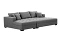 111'' Tufted Fabric 3 Seat L Shape Sectional Sofa Couch Set W Chaise Lounge, Ottoman Coffee Table Bench, Dark Grey Dark Grey Fabric