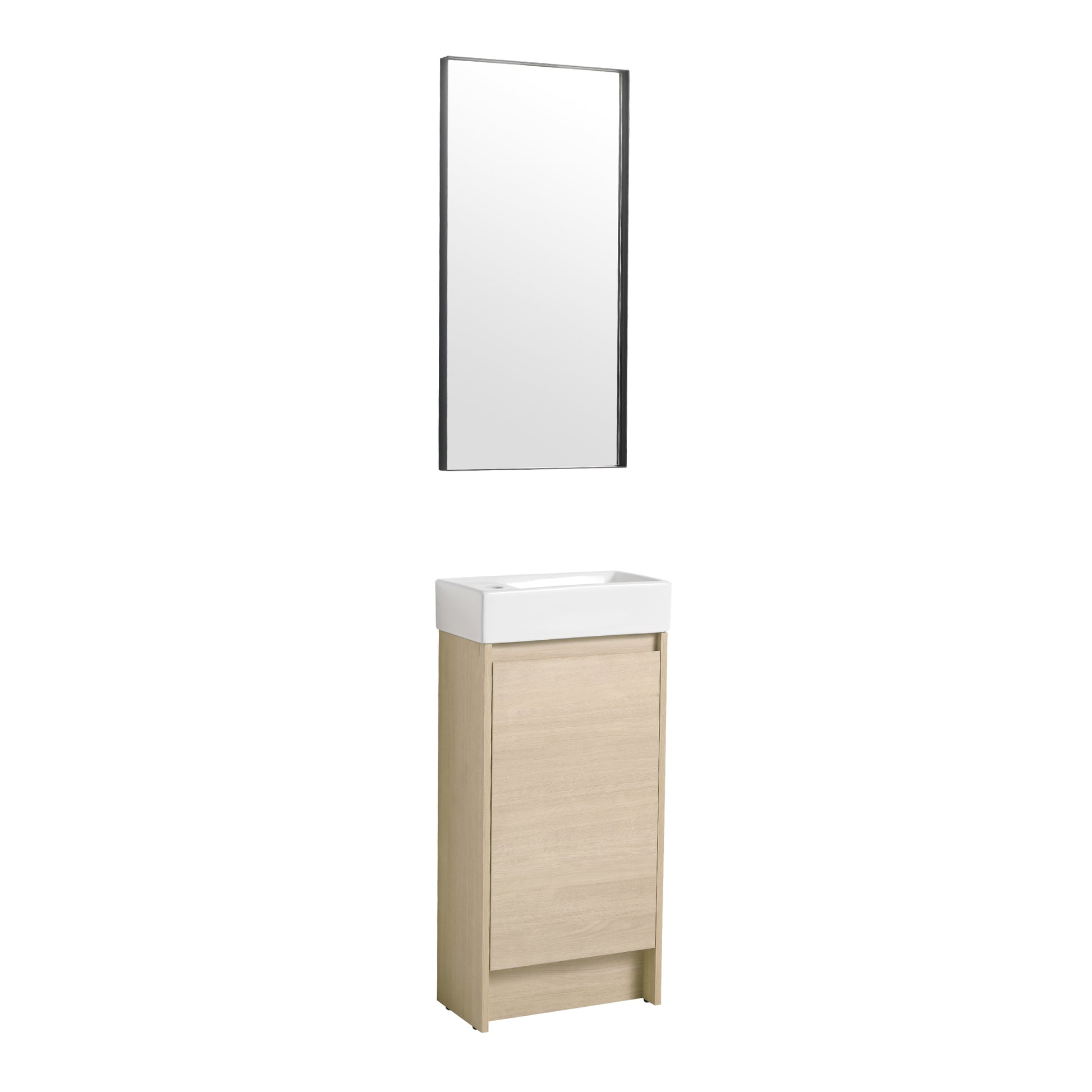 16 Inch Bathroom Vanity With Single Sink,Soft Closing Doors, Suitable For Small Bathrooms Bvc03418Plo Plain Light Oak 1 Bathroom Freestanding Modern Plywood