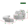 Video Welike Swivel Accent Barrel Modern Grey Sofa Lounge Club Big Round Chair With Storage Ottoman Linen Fabric For Living Room Hotel With Pillows Light Grey Foam Fabric