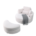 Video Welike Swivel Accent Barrel Modern Sofa Lounge Club Big Round Chair With Storage Ottoman Teddy Fabric For Living Room Hotel With Pillows. *2Pcs,Teddy White Ivory Ivory Foam Fabric