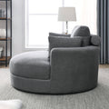 Video Welike Swivel Accent Barrel Modern Dark Grey Sofa Lounge Club Big Round Chair With Storage Ottoman Linen Fabric For Living Room Hotel With Pillows Dark Grey Foam Fabric