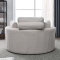 Video Welike Swivel Accent Barrel Modern Sofa Lounge Club Big Round Chair With Storage Ottoman Linen Fabric For Living Room Hotel With Pillows . *2Pcs Beige Foam Fabric