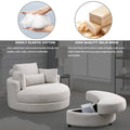 Video Welike Swivel Accent Barrel Modern Sofa Lounge Club Big Round Chair With Storage Ottoman Linen Fabric For Living Room Hotel With Pillows . *2Pcs Beige Foam Fabric