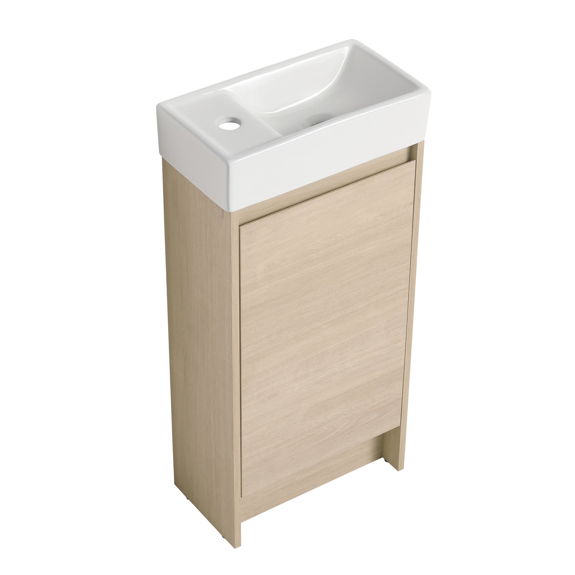 16 Inch Bathroom Vanity With Single Sink,Soft Closing Doors, Suitable For Small Bathrooms Bvc03418Plo Plain Light Oak 1 Bathroom Freestanding Modern Plywood