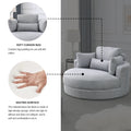 Video Welike Swivel Accent Barrel Modern Grey Sofa Lounge Club Big Round Chair With Storage Ottoman Linen Fabric For Living Room Hotel With Pillows .2Pcs Light Grey Foam Fabric