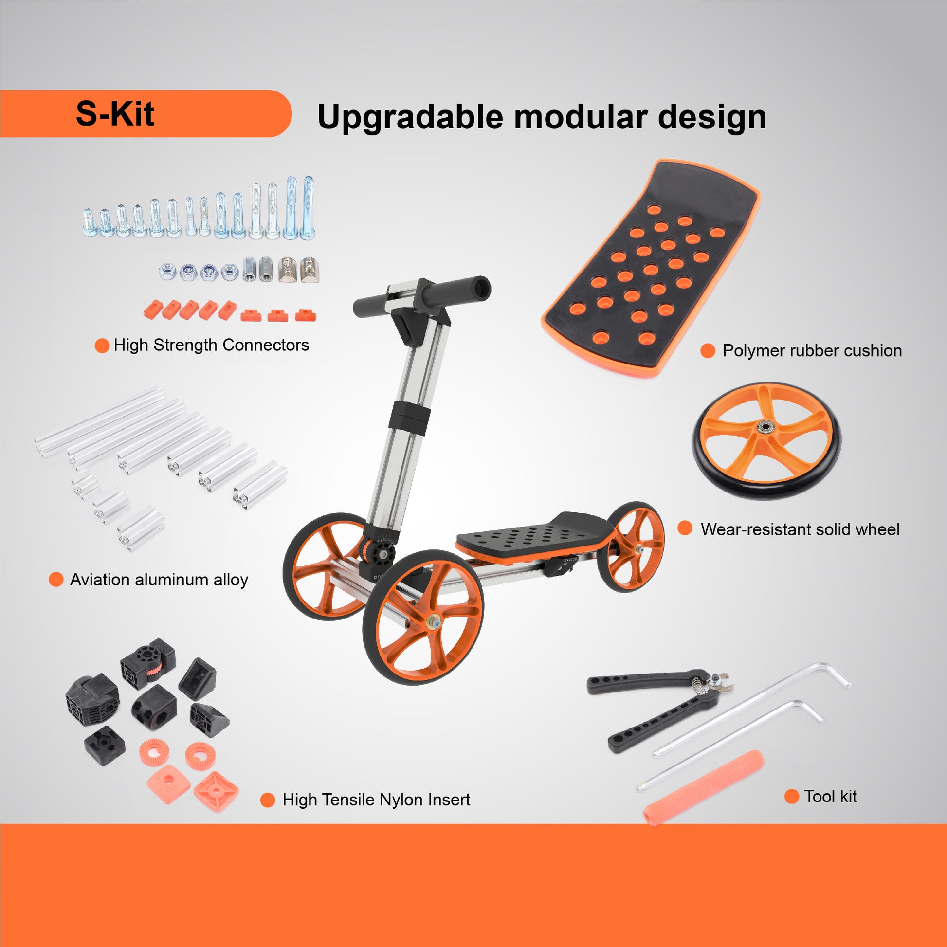 Kidrock Constructible Kit 20 In 1 Kids Balance Bike No Pedals Toys For 1 To 4 Year Old Engineering Building Kit Kids Sit Stand Scooter Most Popular S Kit Not Electric Silver Aluminum
