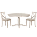 Modern Dining Table Set For 4,Round Table And 4 Kitchen Room Chairs,5 Piece Kitchen Table Set For Dining Room,Dinette,Breakfast Nook,Antique White Antique White Mdf Solid Wood Mdf