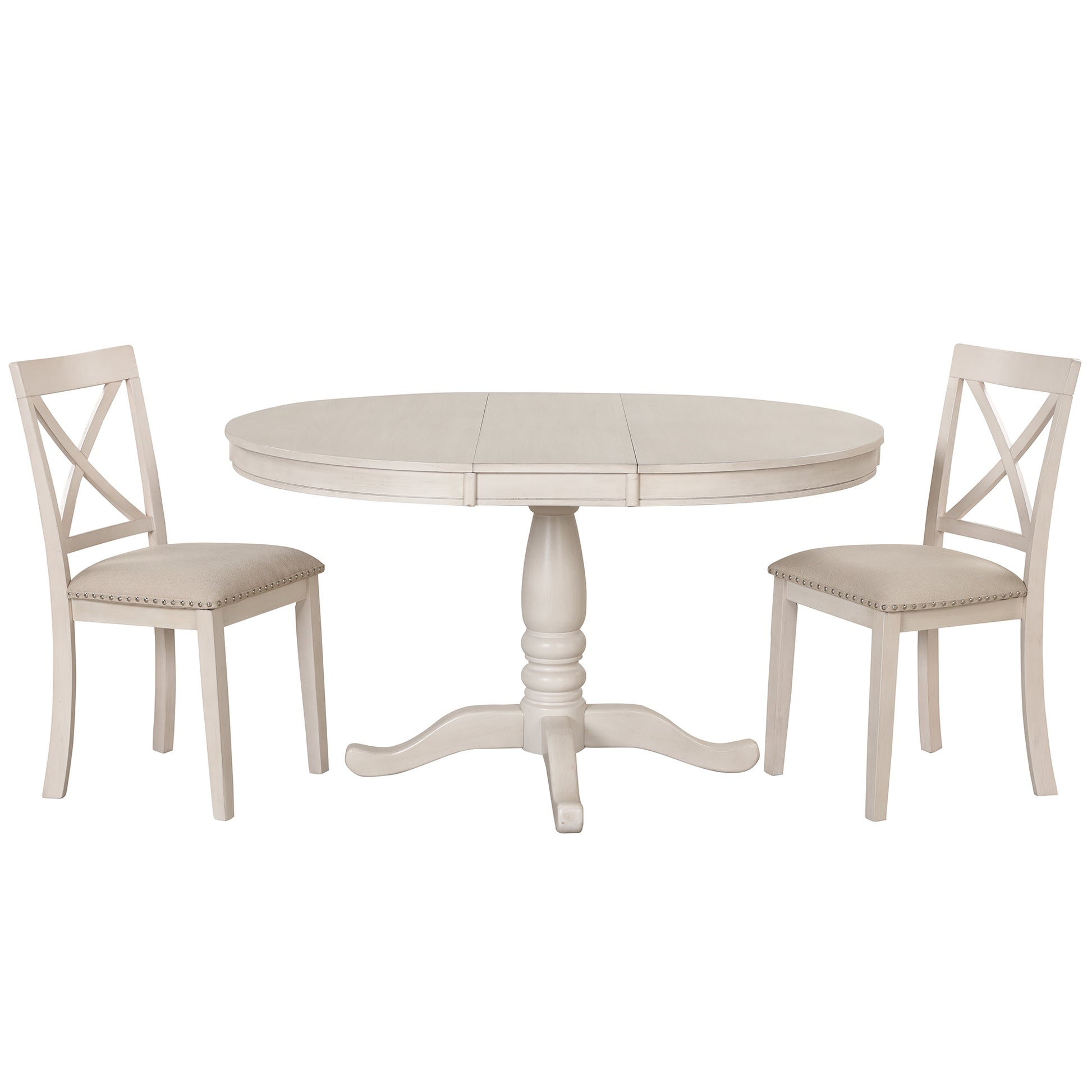 Modern Dining Table Set For 4,Round Table And 4 Kitchen Room Chairs,5 Piece Kitchen Table Set For Dining Room,Dinette,Breakfast Nook,Antique White Antique White Mdf Solid Wood Mdf