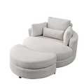 Video Welike Swivel Accent Barrel Modern Sofa Lounge Club Big Round Chair With Storage Ottoman Linen Fabric For Living Room Hotel With Pillows . *2Pcs Beige Foam Fabric