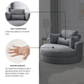 Video Welike Swivel Accent Barrel Modern Dark Grey Sofa Lounge Club Big Round Chair With Storage Ottoman Linen Fabric For Living Room Hotel With Pillows Dark Grey Foam Fabric
