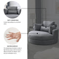 Video Welike Swivel Accent Barrel Modern Dark Grey Sofa Lounge Club Big Round Chair With Storage Ottoman Linen Fabric For Living Room Hotel With Pillows,2Pcs. Dark Grey Foam Fabric