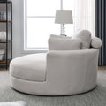 Video Welike Swivel Accent Barrel Modern Sofa Lounge Club Big Round Chair With Storage Ottoman Linen Fabric For Living Room Hotel With Pillows Beige Foam Fabric