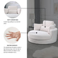 Video Welike Swivel Accent Barrel Modern Sofa Lounge Club Big Round Chair With Storage Ottoman Linen Fabric For Living Room Hotel With Pillows,Teddy White Ivory Ivory Foam Fabric 1 Seat