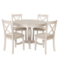 Modern Dining Table Set For 4,Round Table And 4 Kitchen Room Chairs,5 Piece Kitchen Table Set For Dining Room,Dinette,Breakfast Nook,Antique White Antique White Mdf Solid Wood Mdf