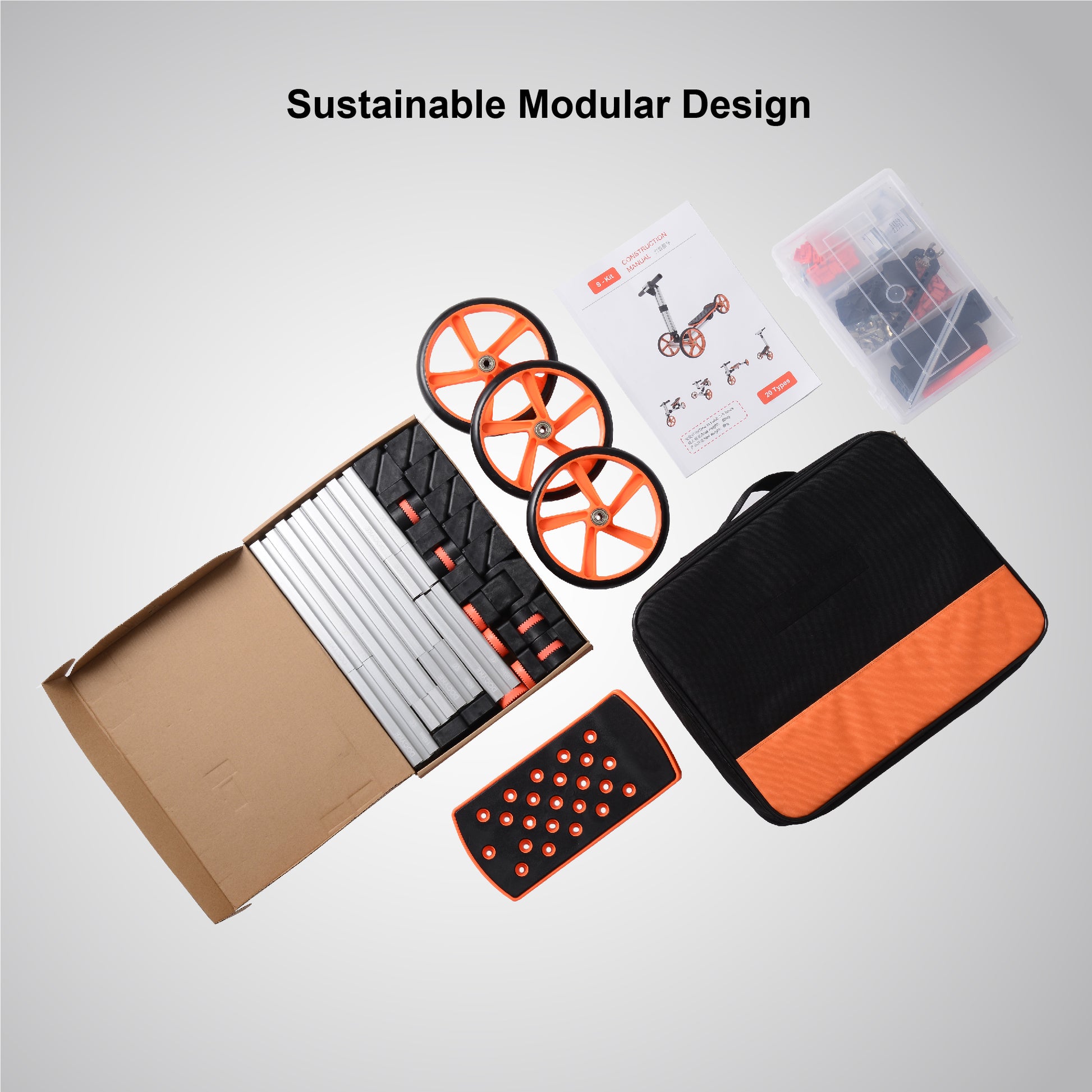 Kidrock Constructible Kit 20 In 1 Kids Balance Bike No Pedals Toys For 1 To 4 Year Old Engineering Building Kit Kids Sit Stand Scooter Most Popular S Kit Not Electric Silver Aluminum