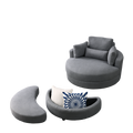 Video Welike Swivel Accent Barrel Modern Dark Grey Sofa Lounge Club Big Round Chair With Storage Ottoman Linen Fabric For Living Room Hotel With Pillows Dark Grey Foam Fabric