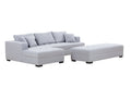 Tufted Fabric 3 Seat L Shape Sectional Sofa Couch Set W Chaise Lounge, Ottoman Coffee Table Bench, Light Grey Light Grey Fabric