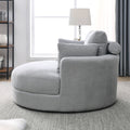 Video Welike Swivel Accent Barrel Modern Grey Sofa Lounge Club Big Round Chair With Storage Ottoman Linen Fabric For Living Room Hotel With Pillows Light Grey Foam Fabric