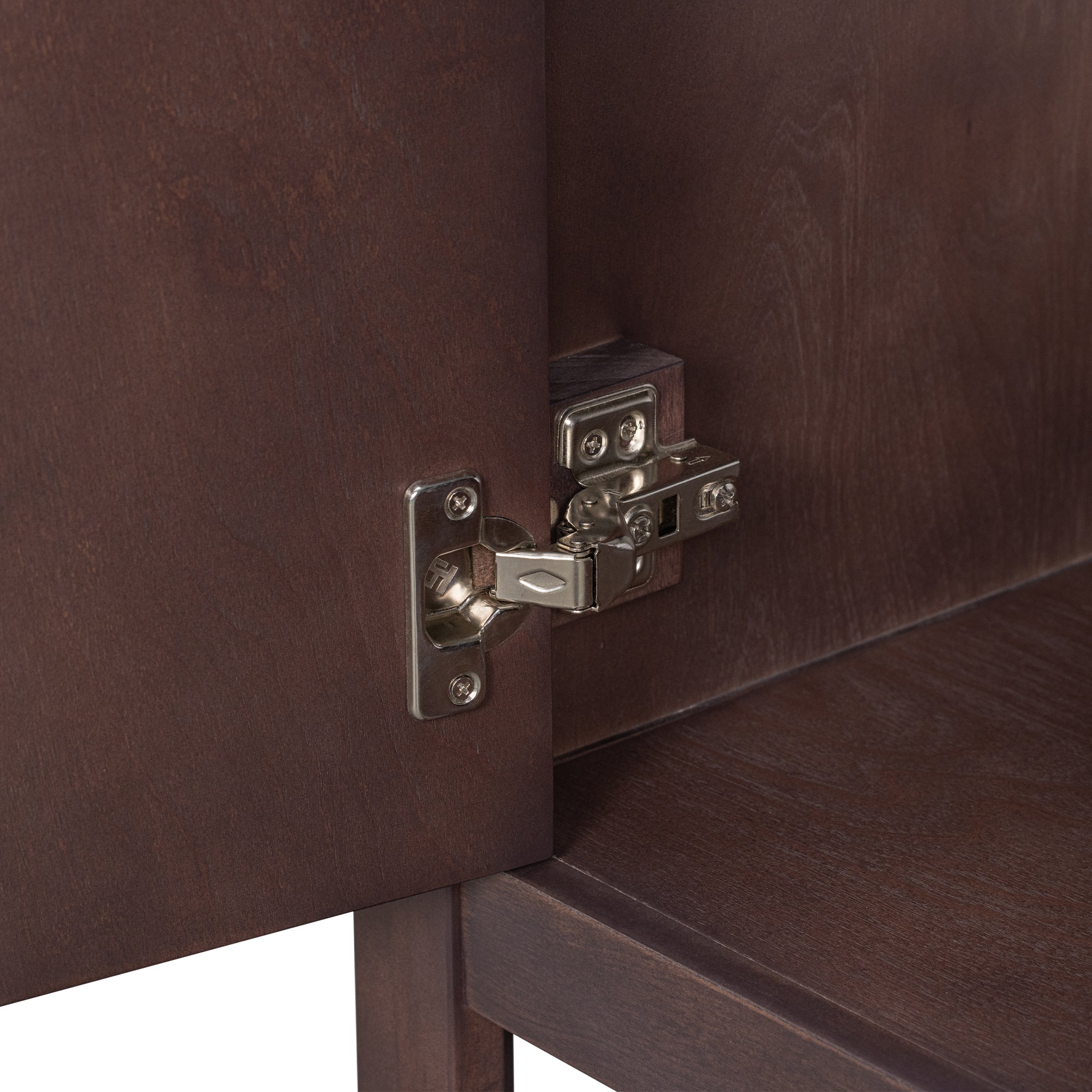 Video 24" Brown Modern Sleek Bathroom Vanity Elegant Ceramic Sink With Solid Wood Frame Open Style Shelf Brown Solid Wood Mdf