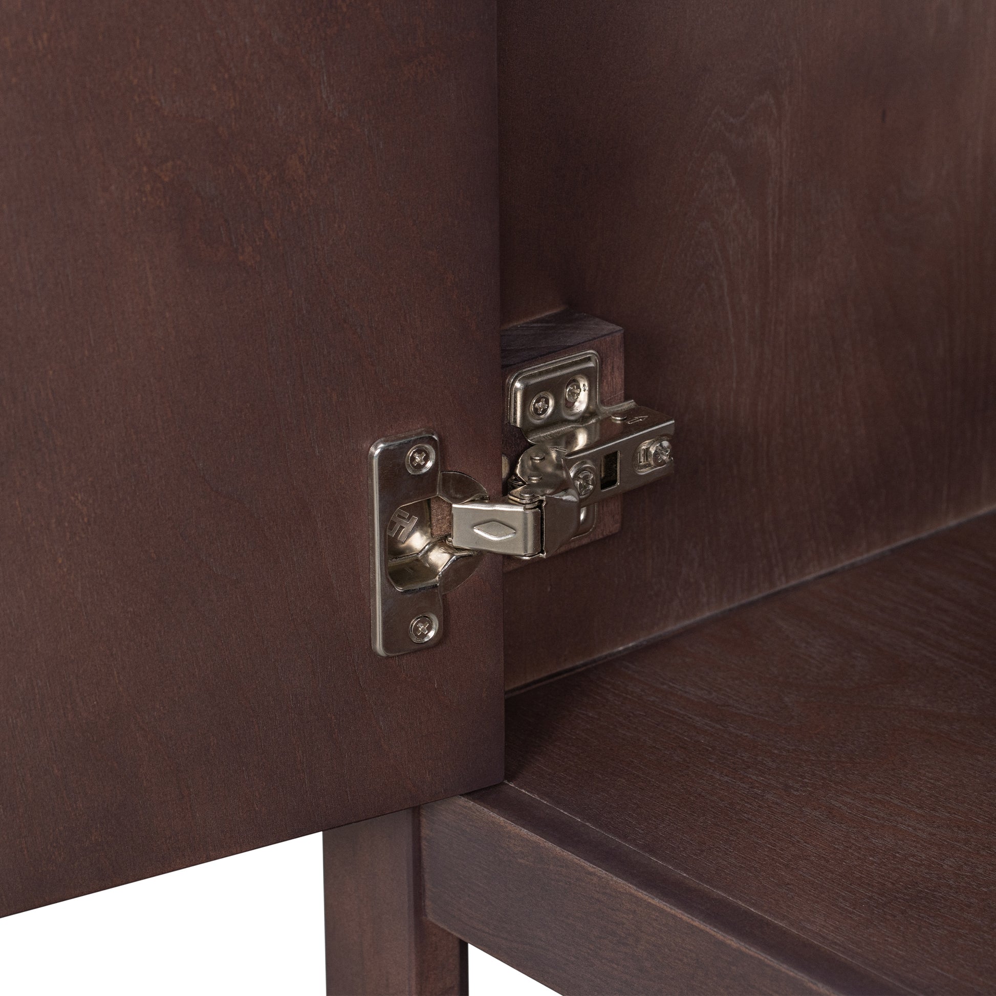 Video 24" Brown Modern Sleek Bathroom Vanity Elegant Ceramic Sink With Solid Wood Frame Open Style Shelf Brown Solid Wood Mdf