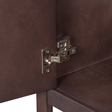 Video 24" Brown Modern Sleek Bathroom Vanity Elegant Ceramic Sink With Solid Wood Frame Open Style Shelf Brown Solid Wood Mdf