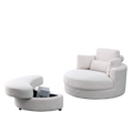 Video Welike Swivel Accent Barrel Modern Sofa Lounge Club Big Round Chair With Storage Ottoman Teddy Fabric For Living Room Hotel With Pillows. *2Pcs,Teddy White Ivory Ivory Foam Fabric