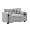 Modern Velvet Loveseat Futon Sofa Couch W Pullout Bed,Small Beautiful Seat Lounge Sofa W Reclining Backrest,Toss Pillows, Pockets,Furniture For Living Room,3 In 1 Convertible Sleeper Sofa Bed, Gray Gray Velvet 2 Seat