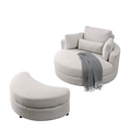 Video Welike Swivel Accent Barrel Modern Sofa Lounge Club Big Round Chair With Storage Ottoman Linen Fabric For Living Room Hotel With Pillows . *2Pcs Beige Foam Fabric