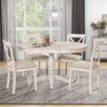 Modern Dining Table Set For 4,Round Table And 4 Kitchen Room Chairs,5 Piece Kitchen Table Set For Dining Room,Dinette,Breakfast Nook,Antique White Antique White Mdf Solid Wood Mdf